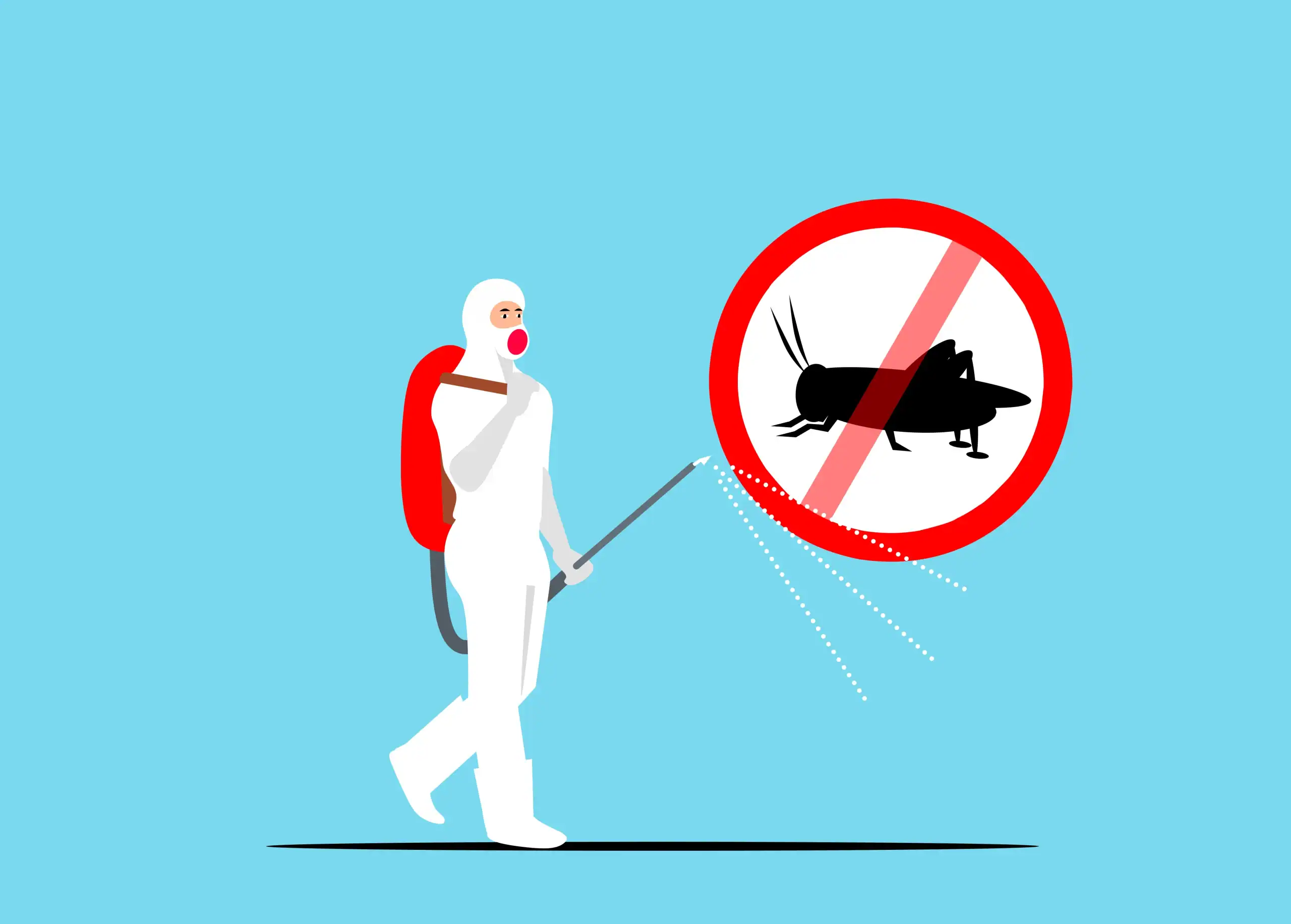 Person in protective suit spraying insecticide to control pests in Durban.