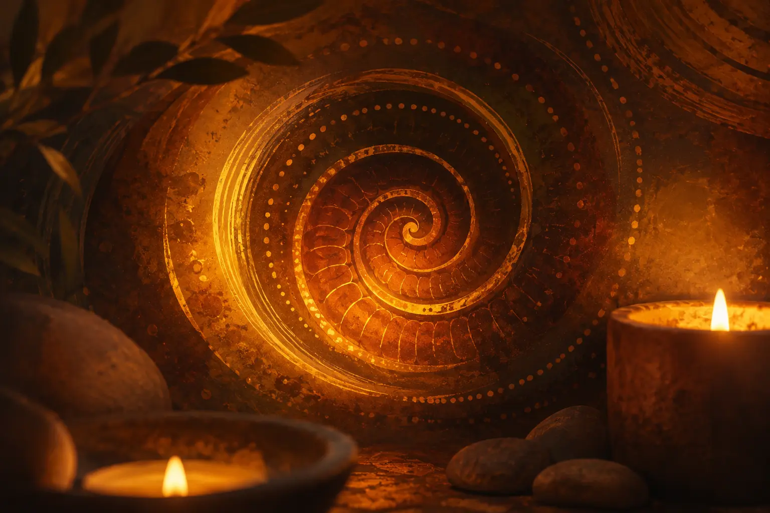 Abstract warm illustration evoking the spiritual significance of the shongololo in South African tradition