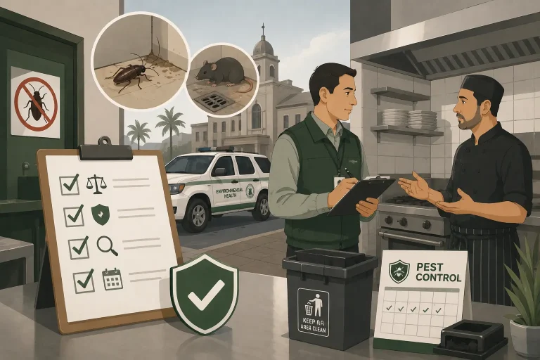 Pest control inspection at a South African restaurant